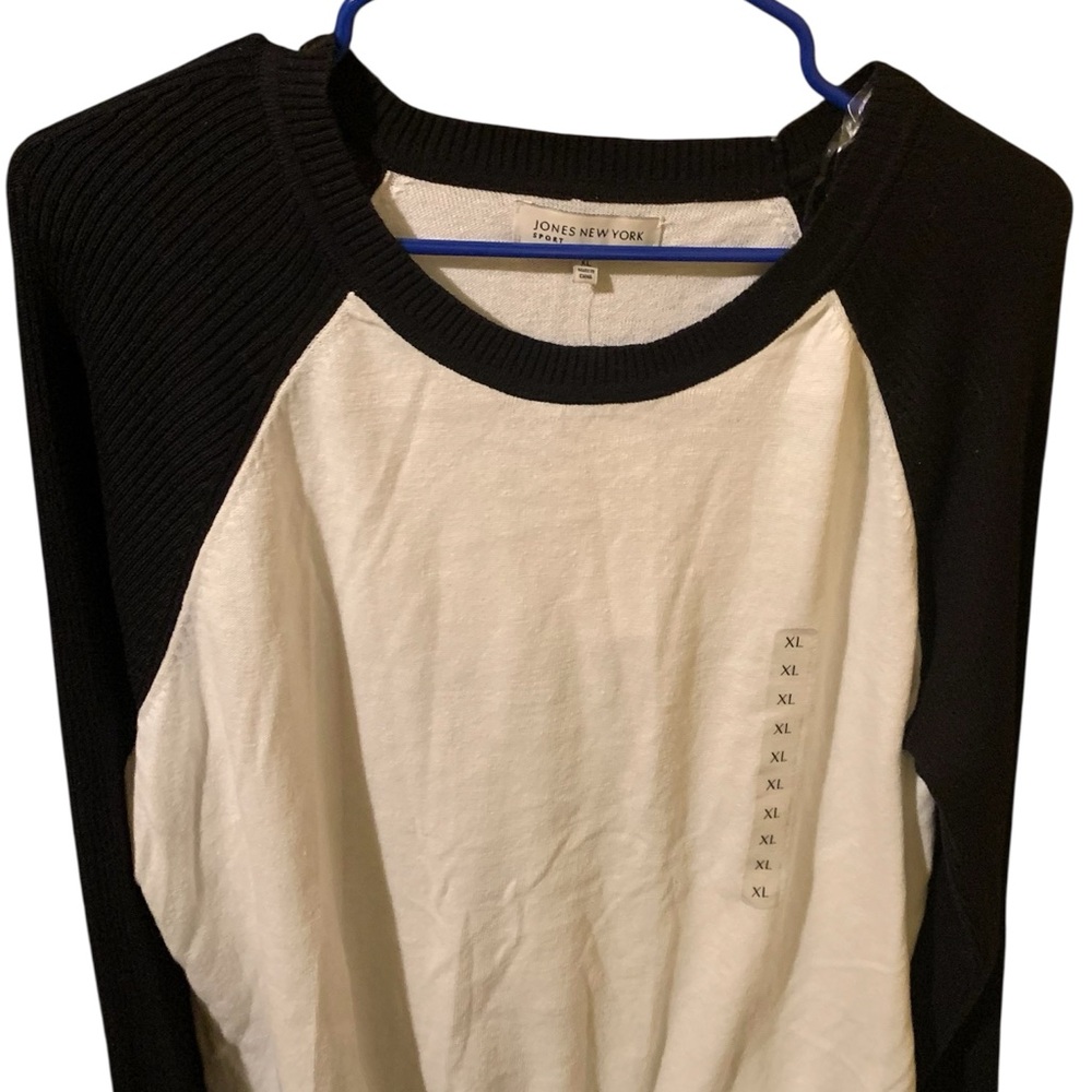 Women Jones New York White/Black Sweater Xl New